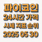 파이코인 24시간 가격 시세 지표 순위 2025년 5월 30일