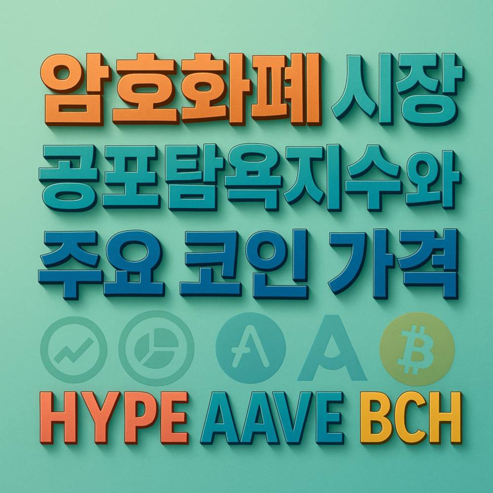 크립토 시장 주요 지표와 코인명을 강조한 인포그래픽