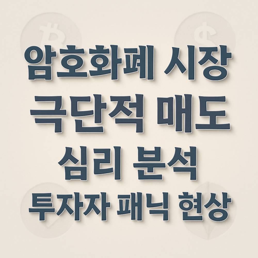 암호화폐 시장 극단적 매도 심리 분석과 투자자 패닉 현상을 주제로 한 고대비 입체적 텍스트 그래픽