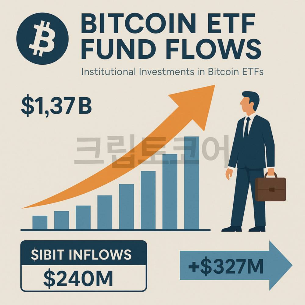 기관 투자자들의 비트코인 ETF 투자 동향을 보여주는 인포그래픽