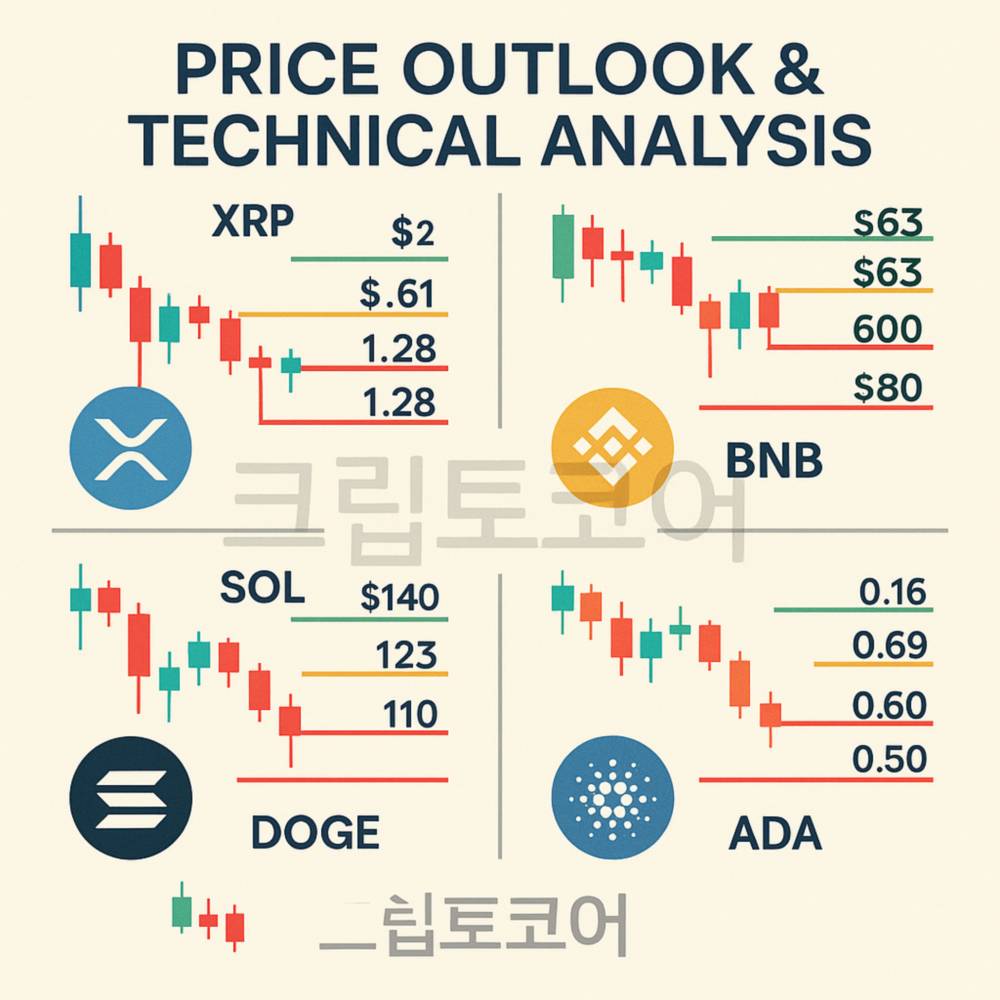 알트코인 가격 전망과 기술적 분석을 보여주는 인포그래픽
