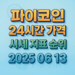 파이코인의 24시간 가격과 시세 지표 순위를 날짜와 함께 시각적으로 표현한 인포그래픽