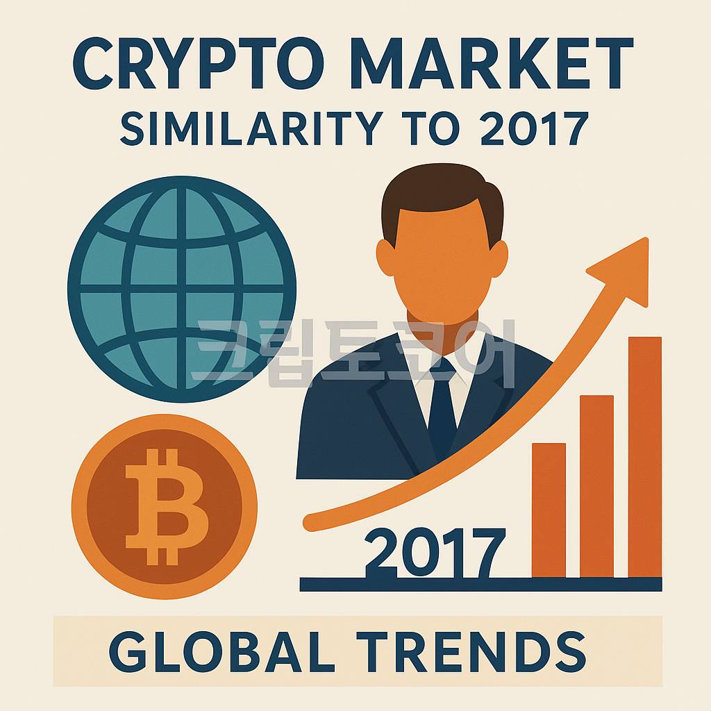 암호화폐 시장 글로벌 트렌드와 2017년 사이클 유사성 인포그래픽