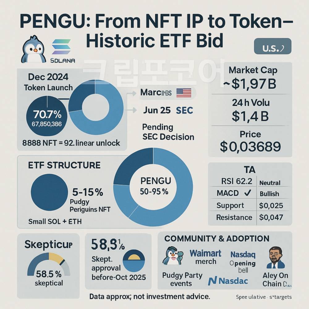 PENGU: NFT에서 토큰으로, 푸드지 펭귄의 새로운 도전과 역사적 ETF 신청