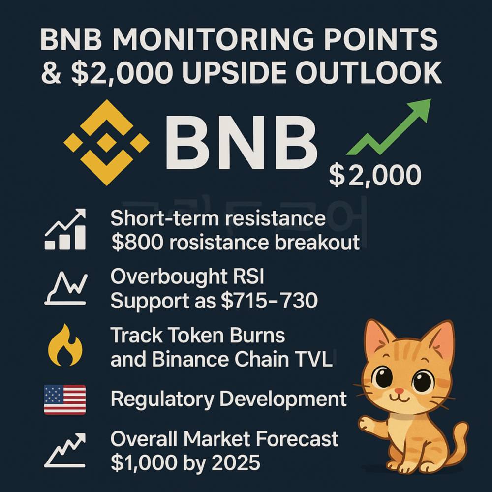 BNB 가격 전망 및 주요 모니터링 포인트 인포그래픽
