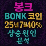 봉크 코인 7월 40% 상승 원인 분석 텍스트 포스터