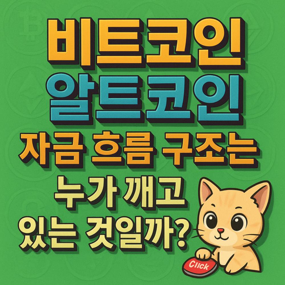 비트코인과 알트코인의 자금 흐름 구조에 대한 3D 텍스트 인포그래픽