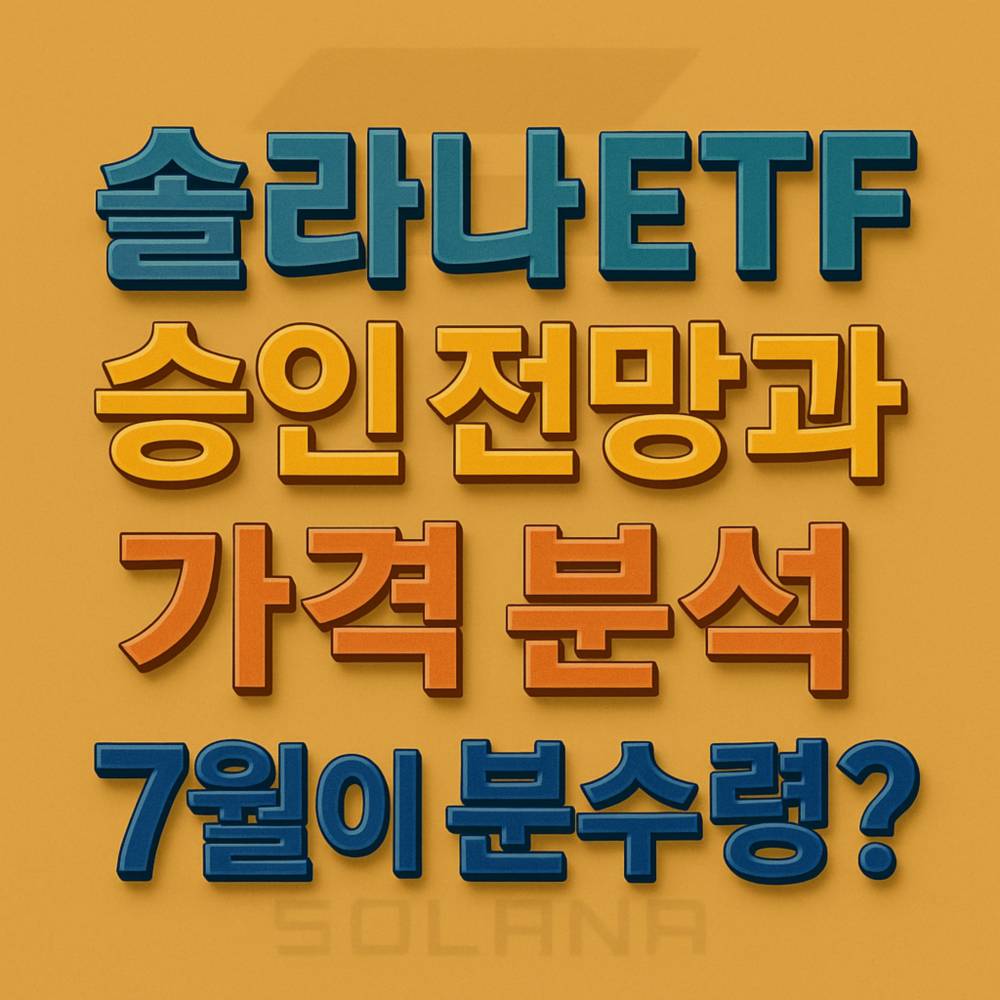 솔라나 ETF 승인과 가격 분석을 강조한 2D 그래픽 이미지