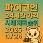 파이코인의 24시간 가격 및 시세 지표 순위를 강조한 텍스트 디자인 이미지