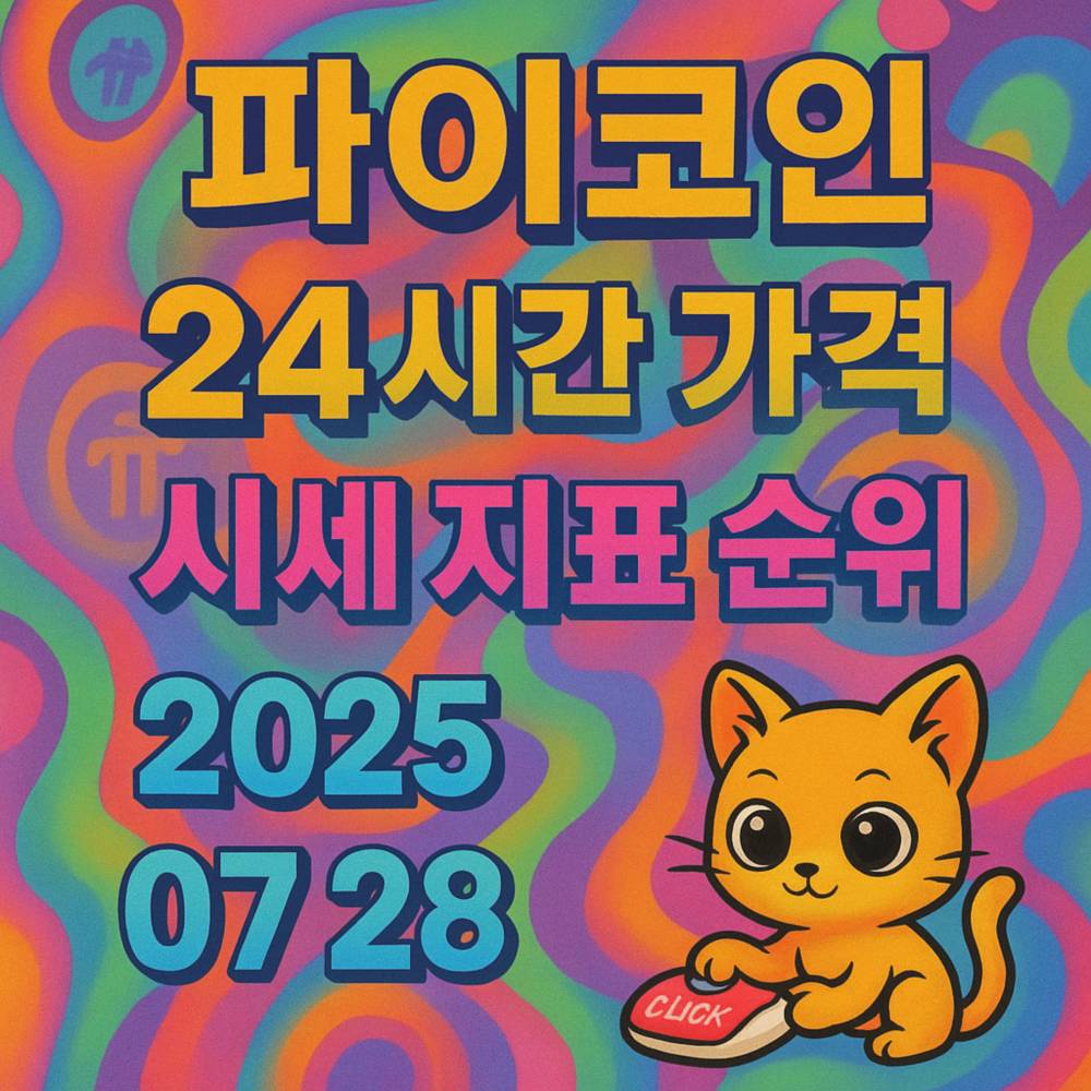 파이코인 24시간 가격 시세 지표 순위 날짜 정보와 함께 강조된 텍스트 인포그래픽 디자인