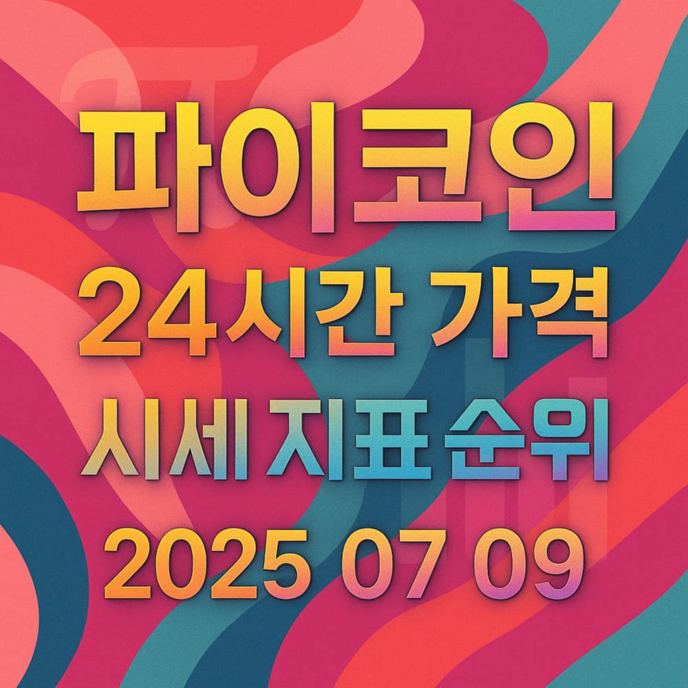 파이코인 24시간 가격·시세 지표 순위를 담은 2025년 7월 9일 인포그래픽
