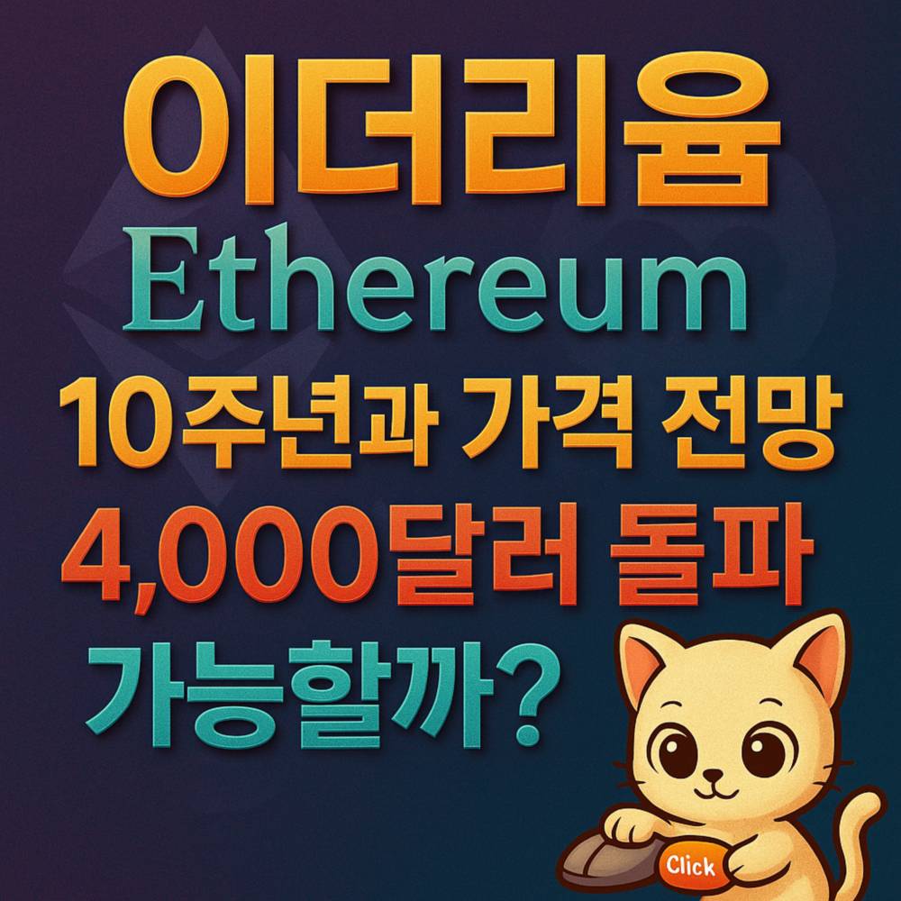 이더리움 10주년과 가격 전망을 표현한 텍스트 그래픽
