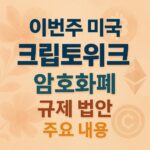 파스텔 플로럴 배경에 3D 효과 글자로 ‘이번주 미국·크립토위크·암호화폐·규제 법안·주요 내용’을 선명하게 배치한 인포그래픽