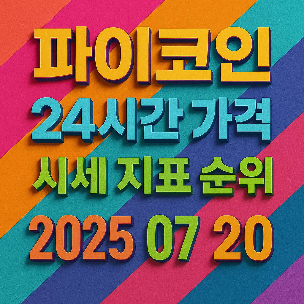 파이코인 24시간 가격·시세 지표 순위를 보여주는 2025년 7월 20일자 컬러풀 인포그래픽