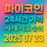 파이코인 24시간 가격 시세 지표 순위 2025-07-23 포스터
