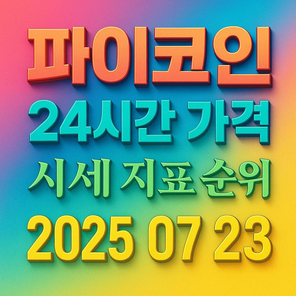 파이코인 24시간 가격 시세 지표 순위 2025-07-23 포스터