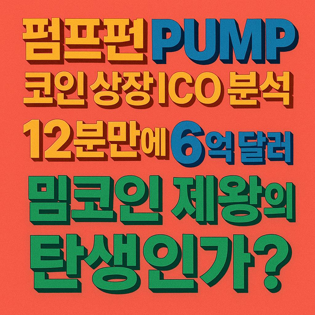 화려한 배경 위에 ‘펌프펀 PUMP 코인’ 등 다섯 줄 텍스트가 입체적으로 배치된 그래픽