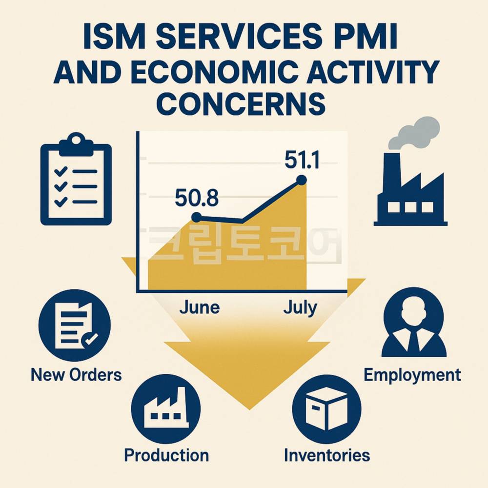 경제 활동 둔화와 ISM 서비스 PMI 관련 인포그래픽