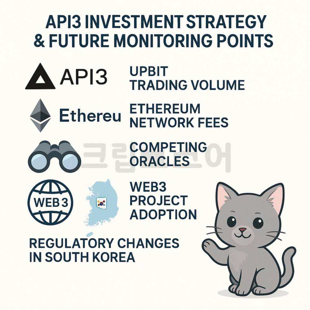 API3 투자 전략과 모니터링 포인트를 설명하는 인포그래픽