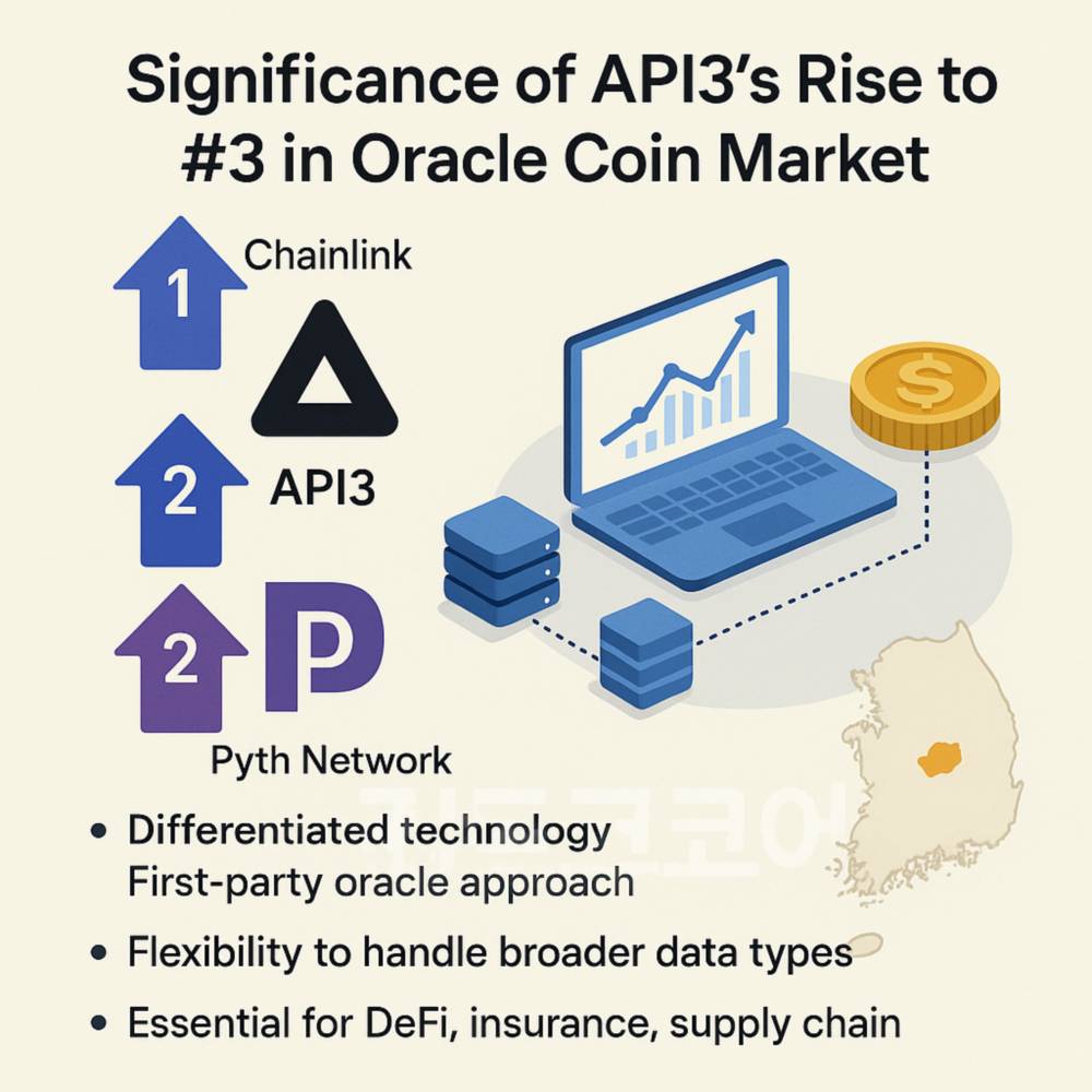 API3의 오라클 코인 시장 3위 도약을 보여주는 인포그래픽