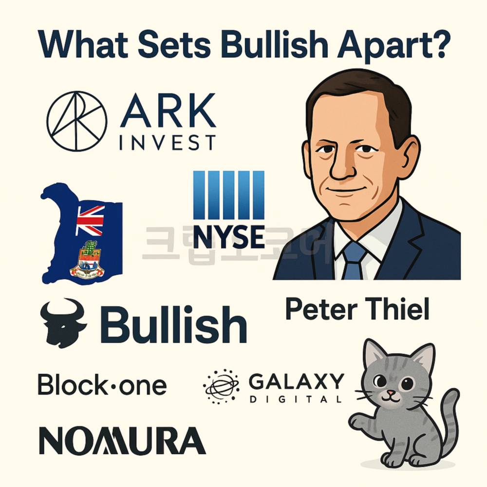 불리쉬 Bullish 암호화폐 거래소와 관련된 차별화 요소를 시각적으로 보여주는 인포그래픽 이미지