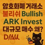 "불리쉬 Bullish", "ARK Invest", "대규모 매수 왜?" 등의 텍스트가 강조된 이미지