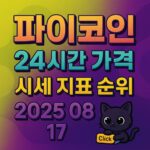 파이코인 24시간 가격·시세 지표 순위 인포그래픽 (2025-08-17)