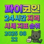 파이코인 24시간 가격·시세 지표 순위 2025 08 22 네온 그린 Y2K 스타일 3D 타이포 포스터