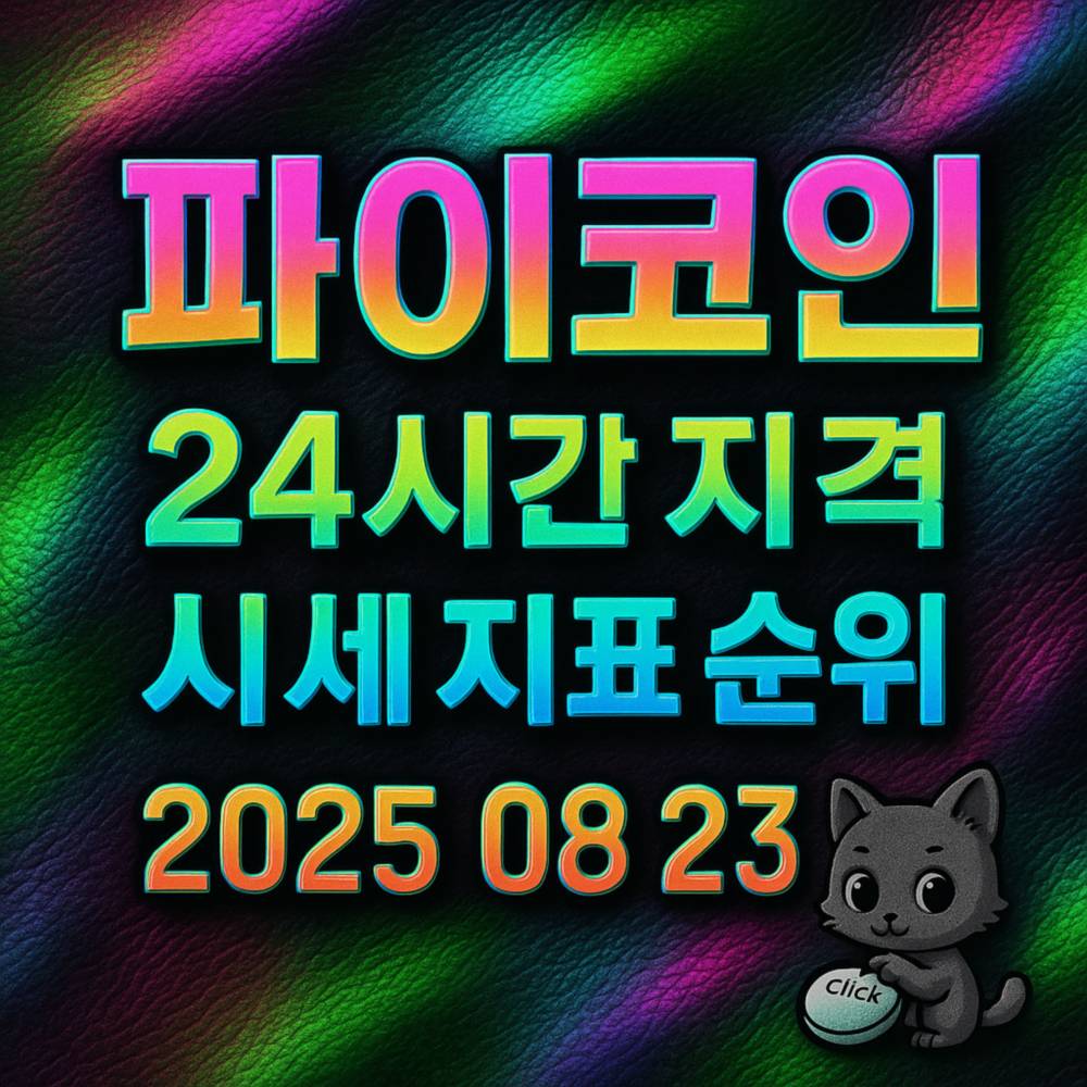 파이코인 24시간 가격·시세 지표 순위를 네온 가죽 질감 배경에 굵은 타이포로 배치한 1:1 인포그래픽