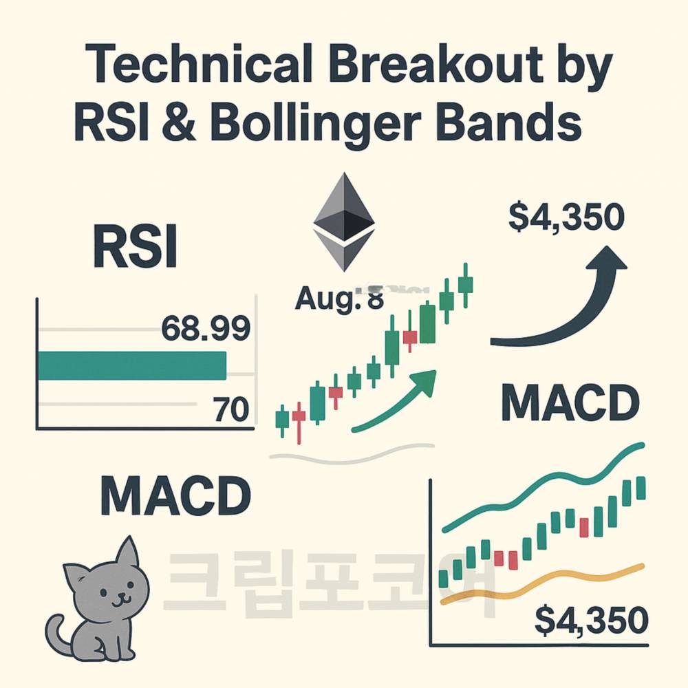 이더리움 RSI·볼린저밴드 상승 돌파 인포그래픽