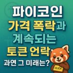 파이코인 가격 급락과 토큰 언락에 대한 우려를 담은 그래픽