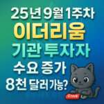 이더리움 기관 수요 증가에 대한 25년 9월 1주차 주요 이슈를 강조한 고대비 텍스트 그래픽