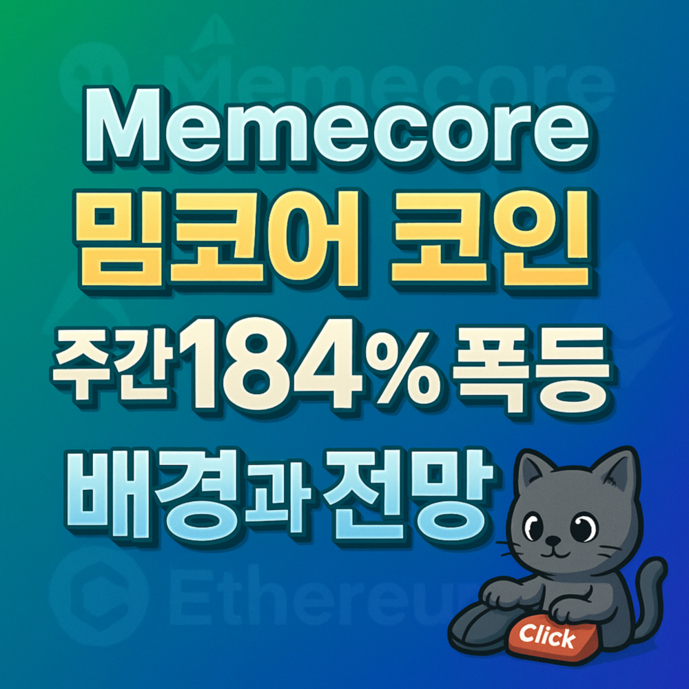 밈코어 코인의 급등과 전망을 강조한 그래픽 이미지