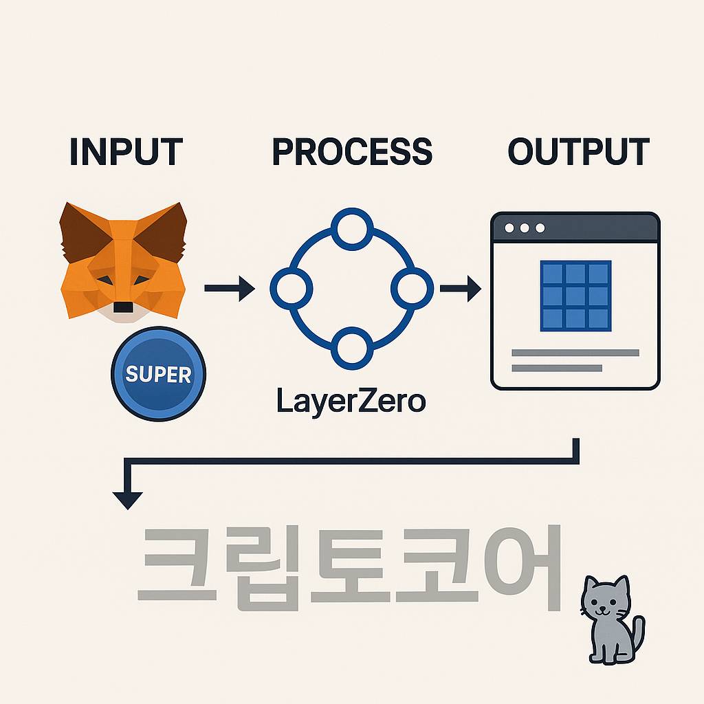 암호화폐 멀티체인 데이터 흐름을 보여주는 인포그래픽