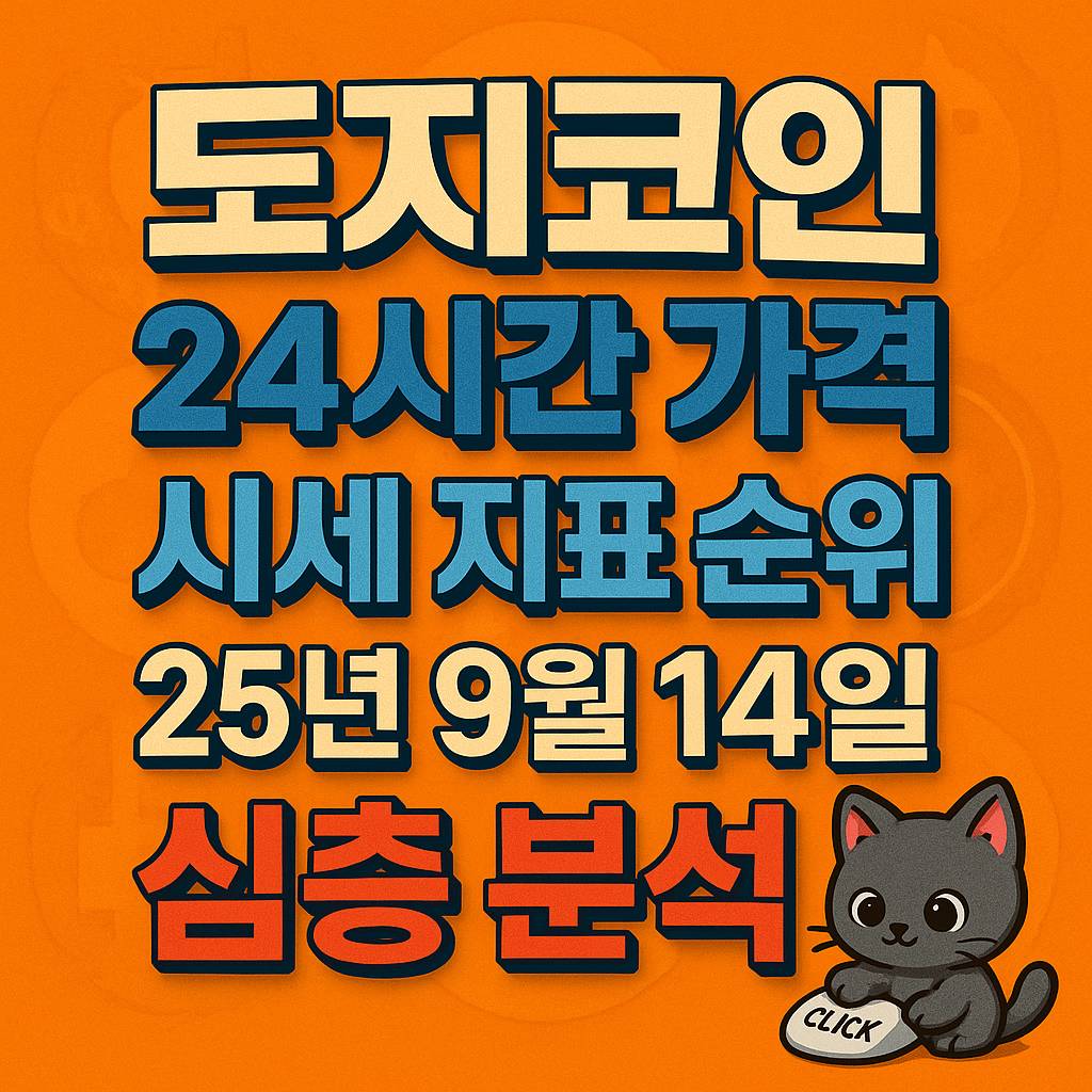 도지코인 24시간 가격 심층 분석을 강조한 오렌지 배경의 인포그래픽 이미지