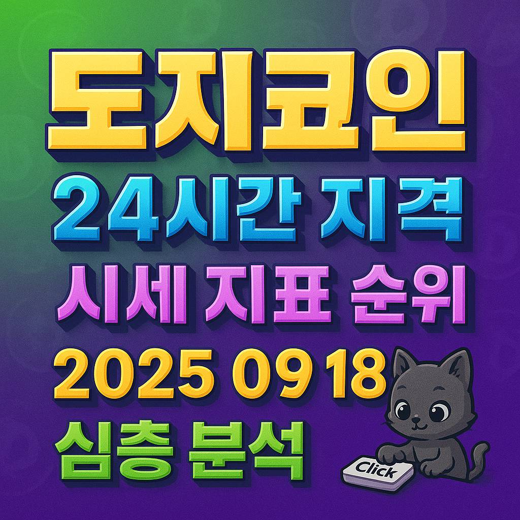 도지코인 24시간 가격·시세 지표 순위·2025 09 18·심층 분석을 강조한 그린–퍼플 그라데이션 1:1 인포그래픽 포스터