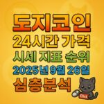 도지코인 24시간 가격·시세 지표 순위 분석 표지를 위한 1:1 카드