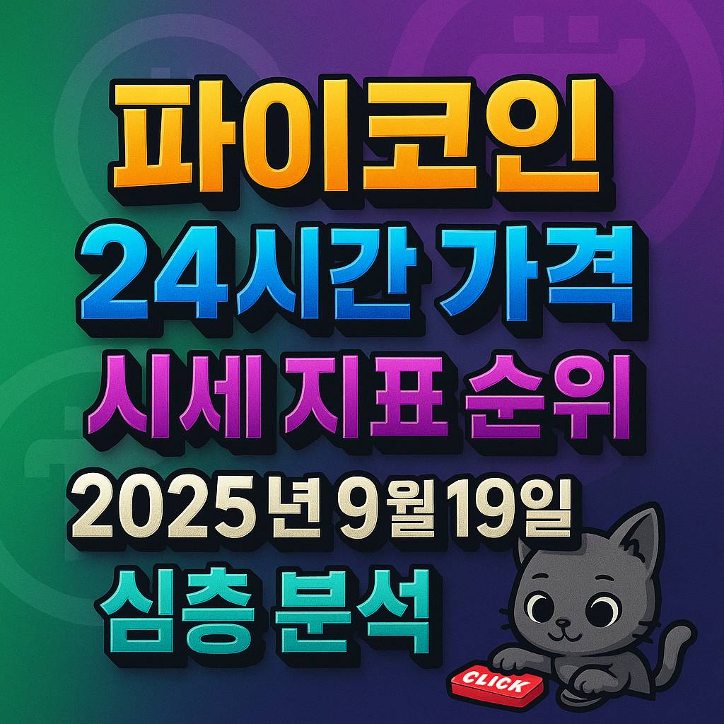 파이코인 24시간 가격·시세 지표 순위·2025년 9월 19일 심층 분석을 강조한 초록·보라 그라데이션 배경의 1:1 인포그래픽