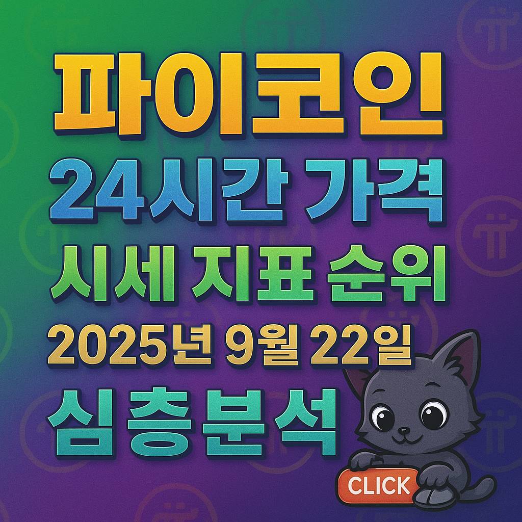 오늘 파이코인 24시간 가격 시세 지표 순위 2025년 9월 22일 텍스트 타이포그래픽
