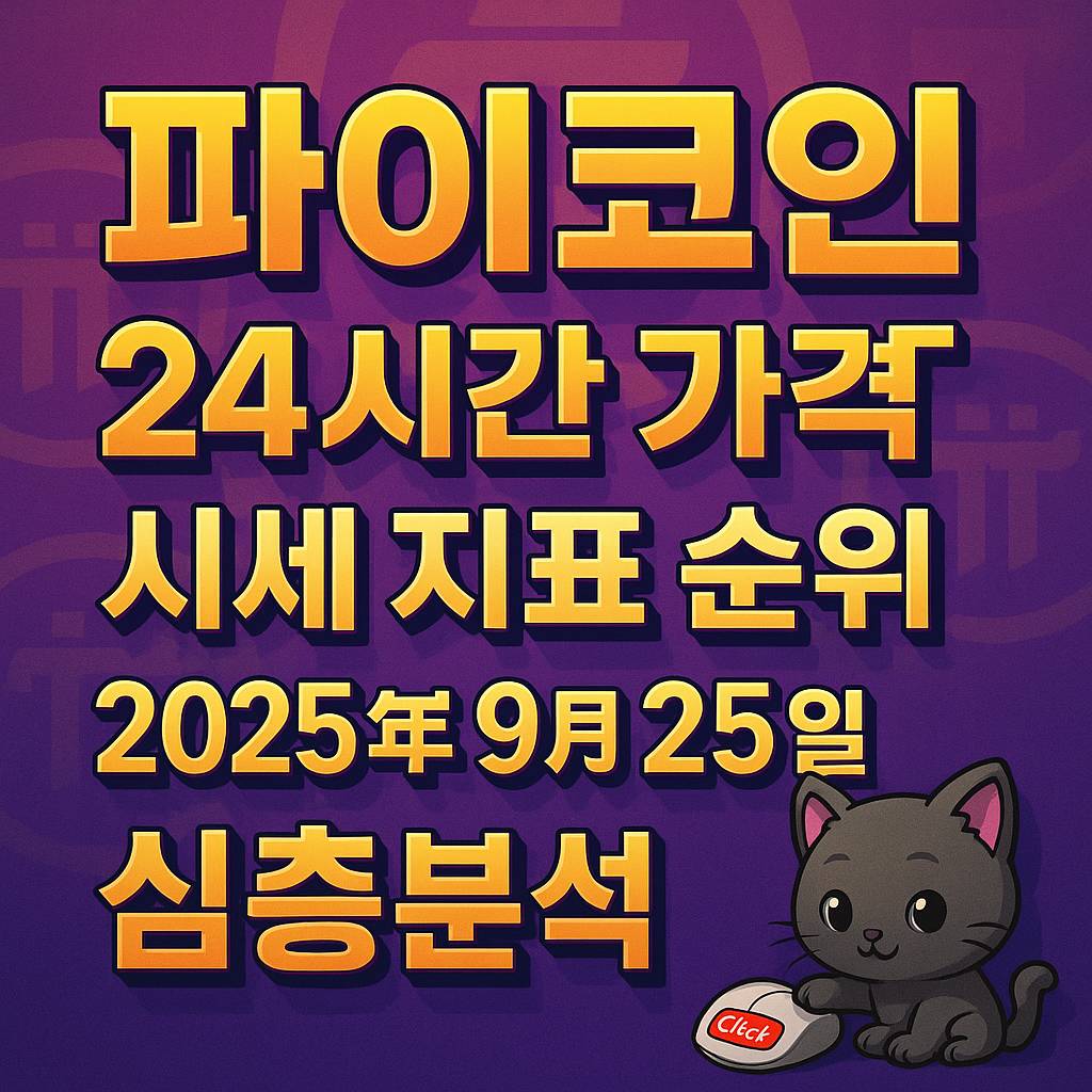 파이코인 24시간 가격·시세 지표 순위·2025년 9월 25일·심층분석을 강조한 보라색 계열 그라데이션 타이포그래피 포스터