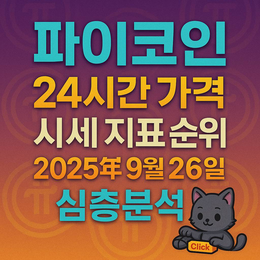 파이코인 24시간 가격·시세 지표 순위·2025년 9월 26일·심층분석을 강조한 보라-오렌지 그라데이션 포스터