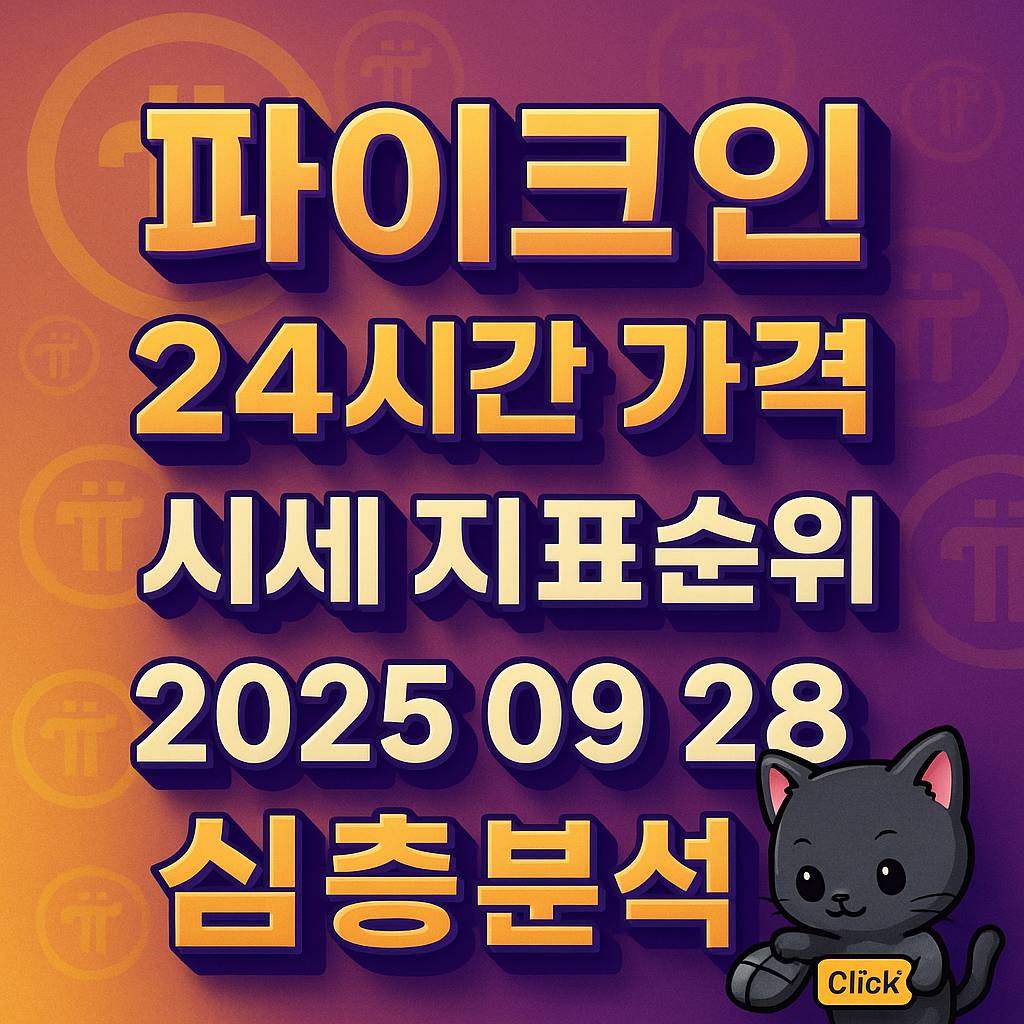 파이코인 24시간 가격·시세 지표순위·2025 09 28·심층분석을 강조한 보라·골드 그라데이션 배경의 1:1 인포그래픽