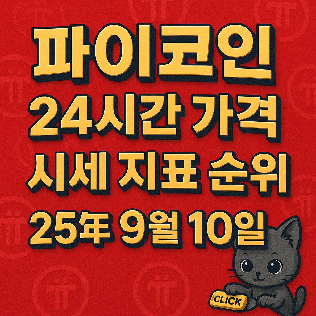 파이코인 24시간 시세와 순위 관련 정보를 강조하는 고대비 디자인 이미지