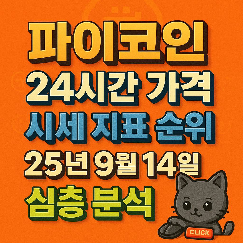 파이코인 24시간 가격과 시세 지표를 강조한 오렌지 배경의 입체 텍스트 이미지