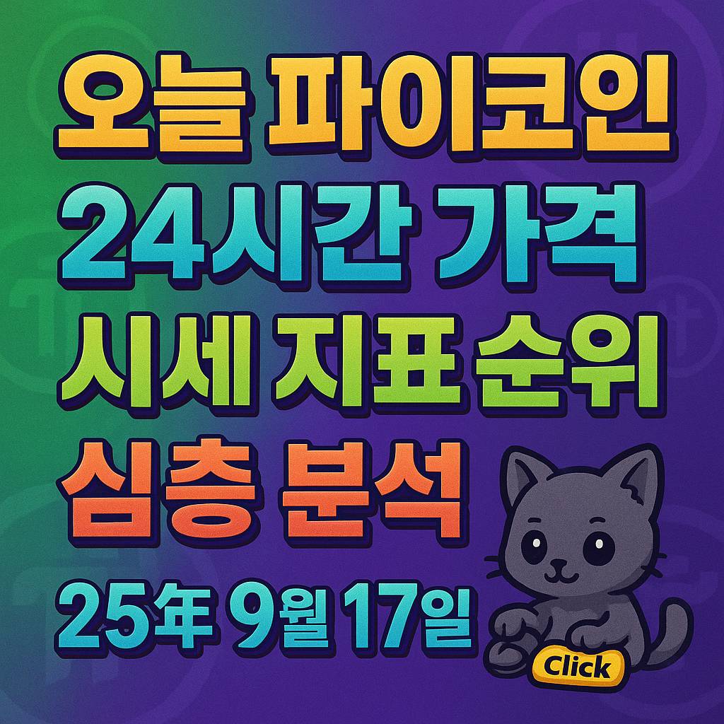 초록·보라 그라데이션 배경에 ‘오늘 파이코인·24시간 가격·시세 지표 순위·심층 분석·25년 9월 17일’ 굵은 입체 타이포가 중앙 정렬된 1:1 포스터