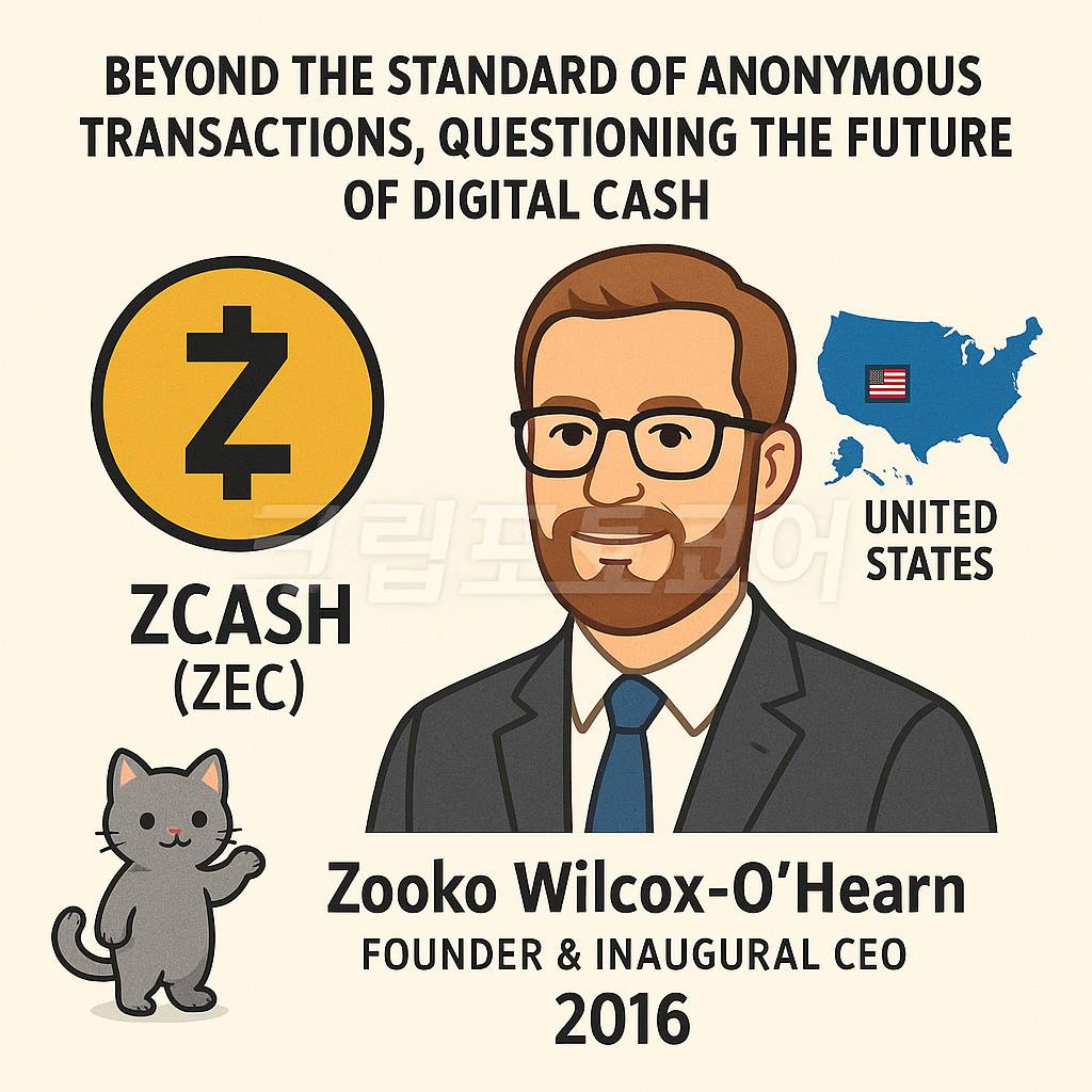 지캐시(Zcash) 창립자와 프로젝트의 기원을 설명하는 인포그래픽