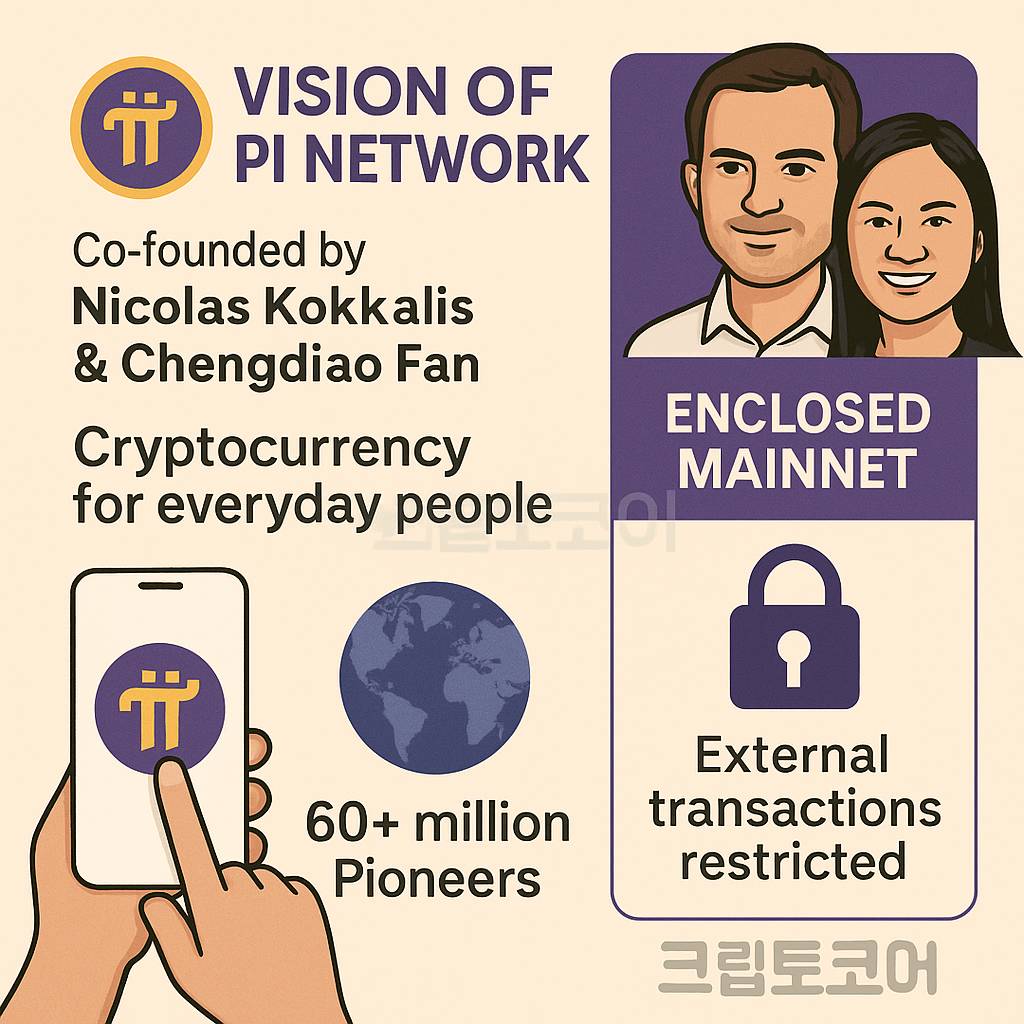 파이네트워크의 비전과 폐쇄형 메인넷에 대한 인포그래픽 이미지