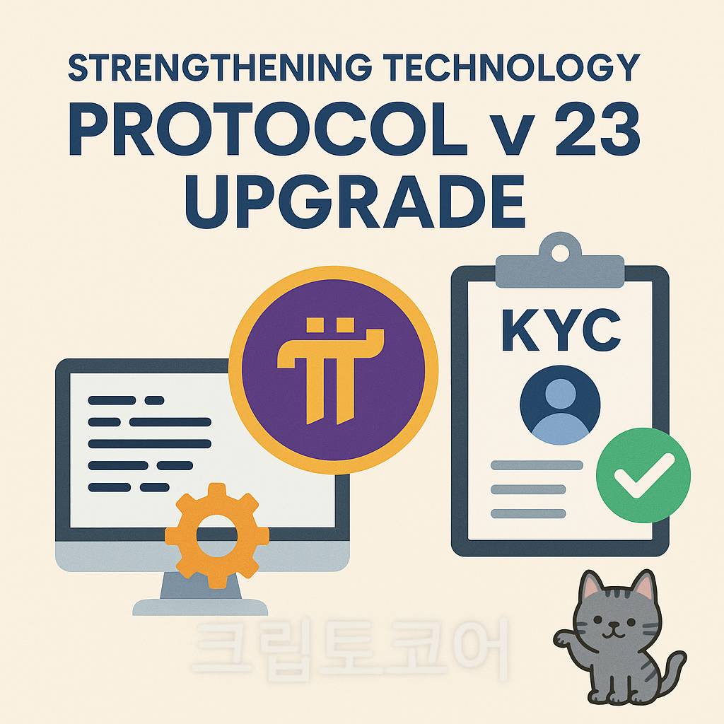 프로토콜 v23 업그레이드와 KYC 자동화 신뢰도 강화 인포그래픽