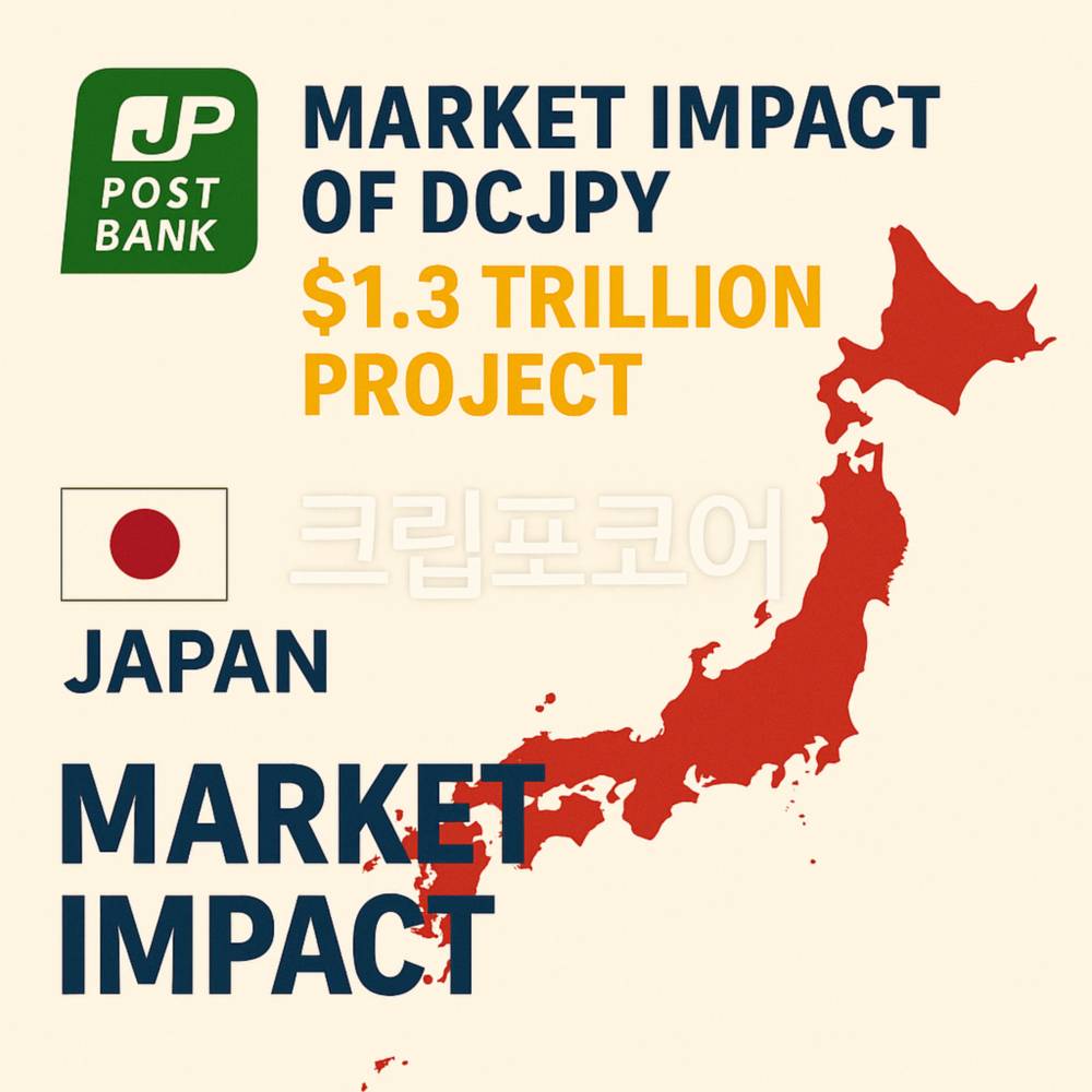 일본 우체국은행 DCJPY 1.3조 달러 프로젝트의 시장 파급효과를 강조한 인포그래픽