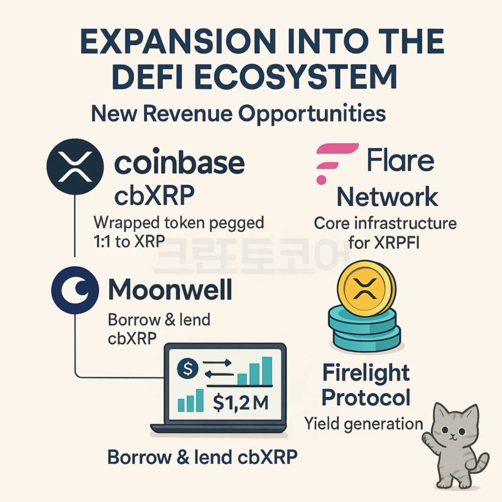 XRP의 디파이 확장과 새로운 수익 창출 기회를 설명하는 인포그래픽